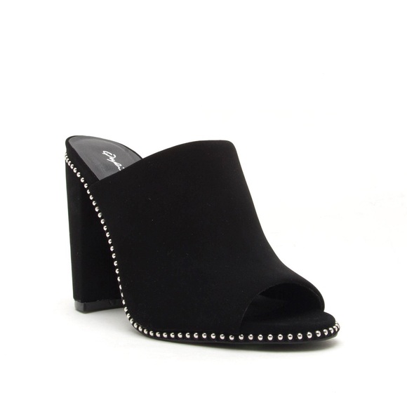 Last 1! QUPID Black studded heeled MULE 4” - Picture 3 of 5